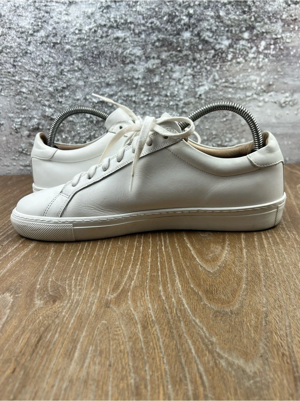 602 Suitsupply Minimalist White Leather Men’s Sneakers 9 US